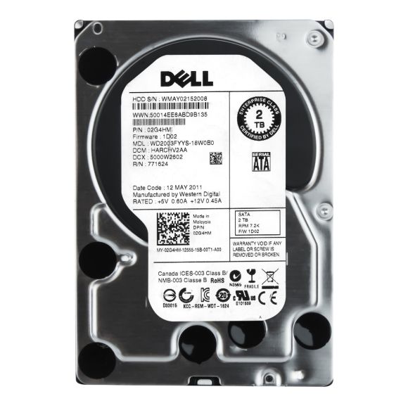 DELL 02G4HM 2TB 3.5" SATA/300 64MB POWEREDGE R610 R710