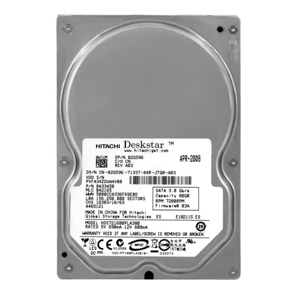 DELL 02G596 80 GB 7200RPM 3.5 SATA HDS721680PLA380