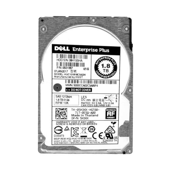 DELL 05H3XX 1.8TB 10K 128MB SAS-3 2.5'' HUC101818CS4204