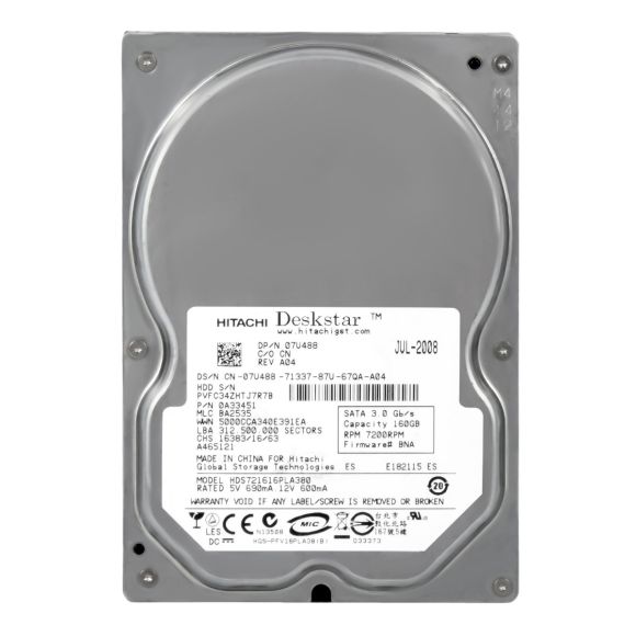 DELL 07U488 160GB 7.2K 8MB SATA II 3.5'' HDS721616PLA380