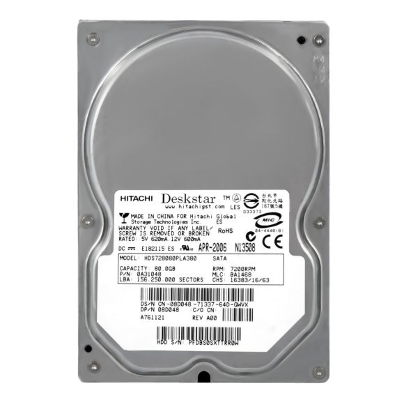 DELL 08D048 80GB 7.2K 8MB SATA II 3.5'' HDS728080PLA380