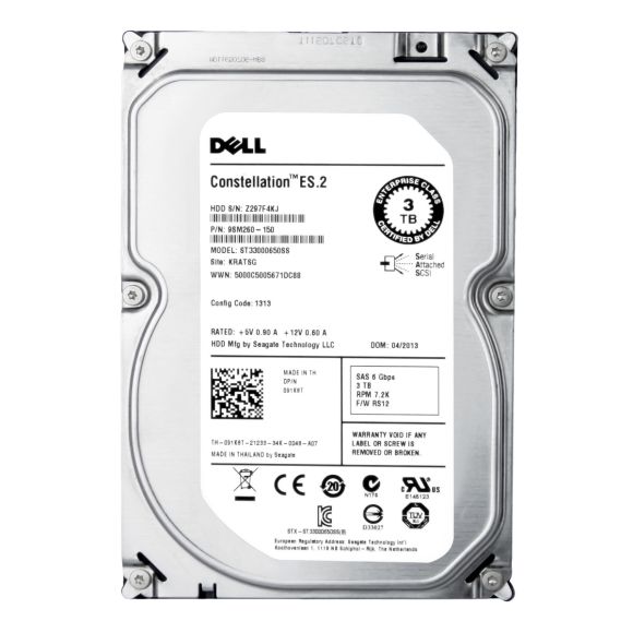 DELL 091K8T HDD 3TB SAS 6 Gbps 7.2K 64MB ST33000950SS 3.5" 91K8T