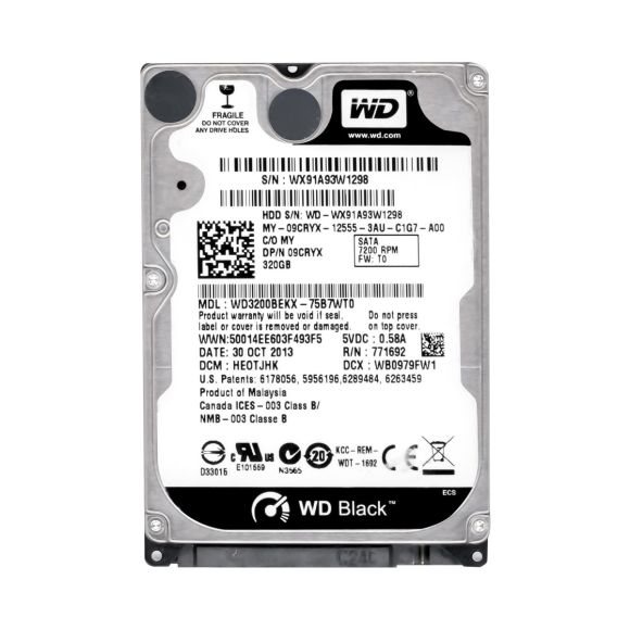 DELL 09CRYX 320GB 7.2K 16MB SATA III 2.5'' WD3200BEKX