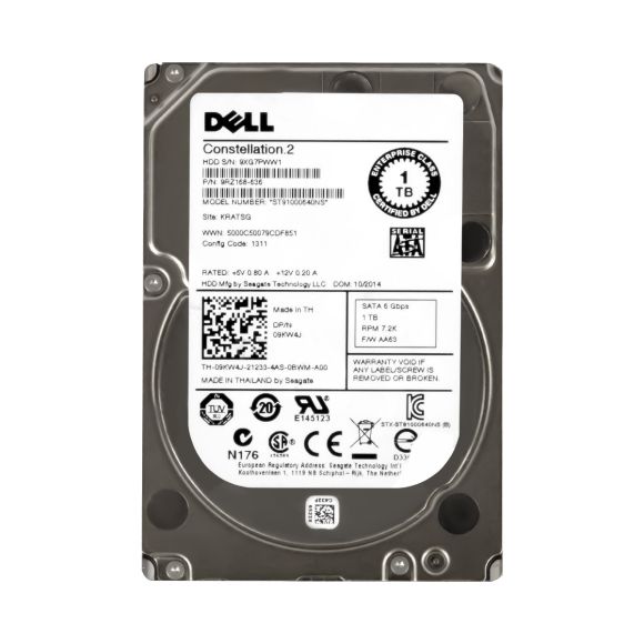 DELL 09KW4J 1TB 7.2K 64MB SATA III 2.5'' ST91000640NS