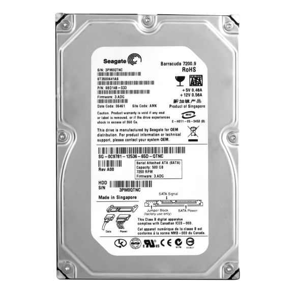 DELL 0C9781 500GB 7.2K 16MB SATA II 3.5'' ST3500641AS