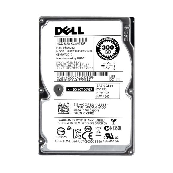 DELL 0CXF82 300GB 10K 64MB SAS-2 2.5'' HUC109030CSS600