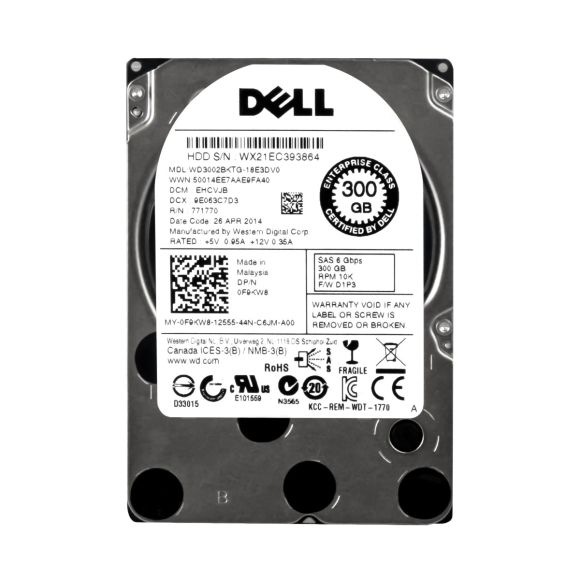 DELL 0F9KW8 300 GB SAS 2.5" 10K WD3002BKTG