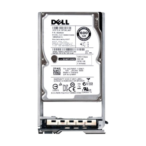 DELL 0G76RF 600GB 10K 64MB SAS-2 2.5'' HUC109060CSS600