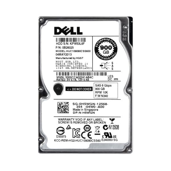 DELL 0H5WGN 900 GB SAS 10.000RPM 2.5'' H5WGN