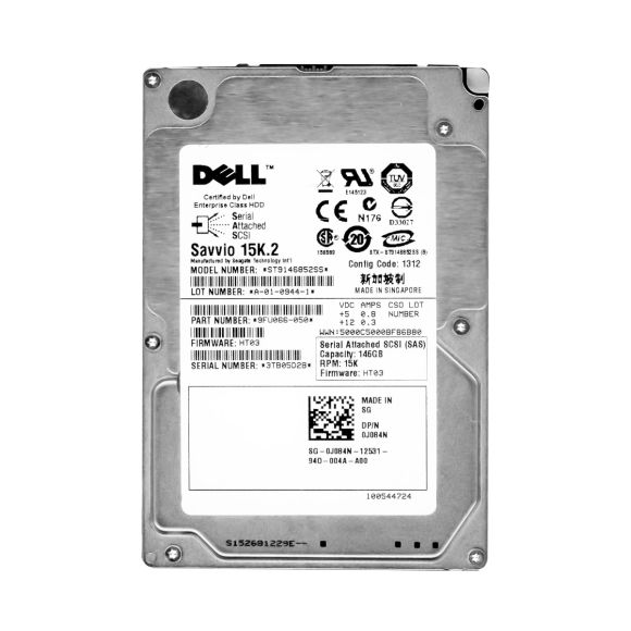 DELL 0J084N SAVVIO 15K.2 146GB 15K SAS 3Gb 2.5'' ST9146852SS