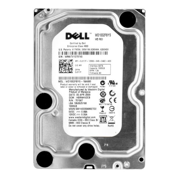  DELL 0J317F 1TB WD1002FBYS 32MB cache SATA-II