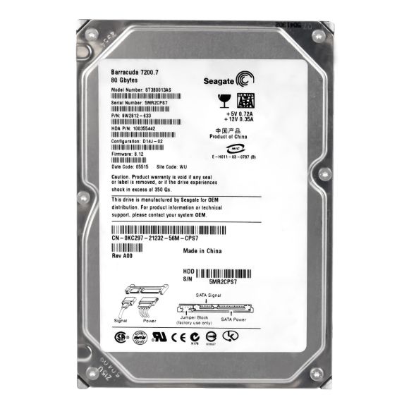 DELL 0KC297 80GB 7.2K 8MB SATA 3.5'' ST380013AS