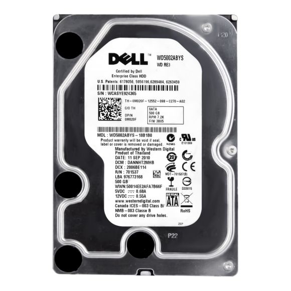 DELL 0M020F 500GB 7.2K 16MB SATA II 3.5'' WD5002ABYS