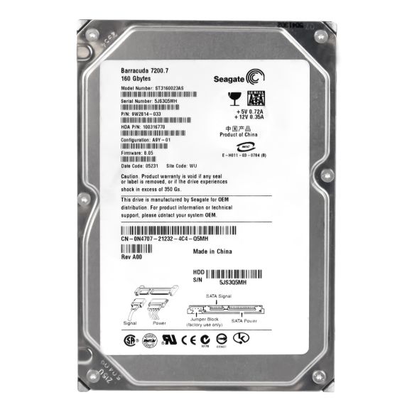 DELL 0N4707 160GB 7.2K 8MB SATA 3.5'' ST3160023AS