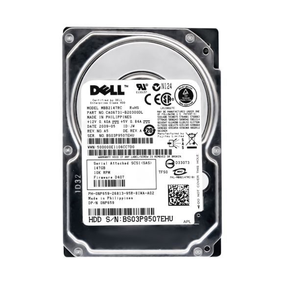 DELL 0NP659 HDD SAS 147GB 10K RPM 2.5" TRAY NP659