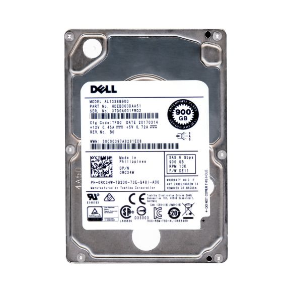 HDD DELL 0RC34W 900 GB 10K SAS 6G AL13SEB900 2.5''