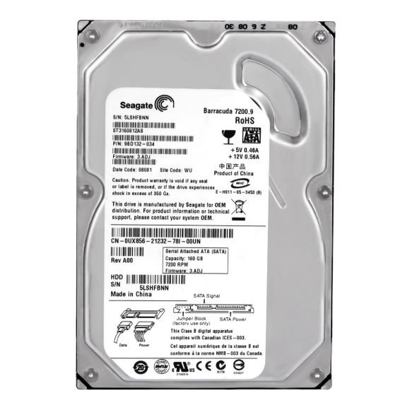 DELL 0UX856 160GB 7.2K 8MB SATA II 3.5'' ST3160812AS