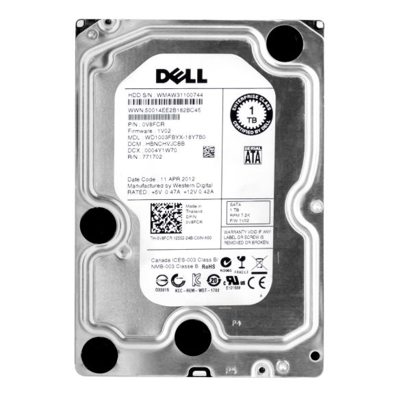 Dell 1TB SATA 0V8FCR T610 R710 R810 WD1003FBYX