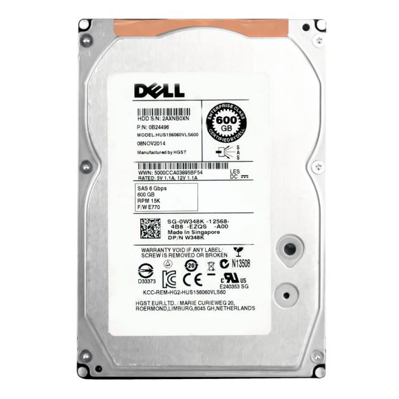 DELL 0W348K 600GB 15K 6G SAS 3.5" W348K 0B24496