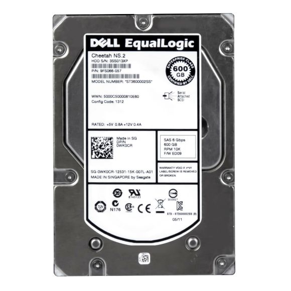 DELL EQUALLOGIC 600GB 10K SAS-2 3.5'' ST3600002SS