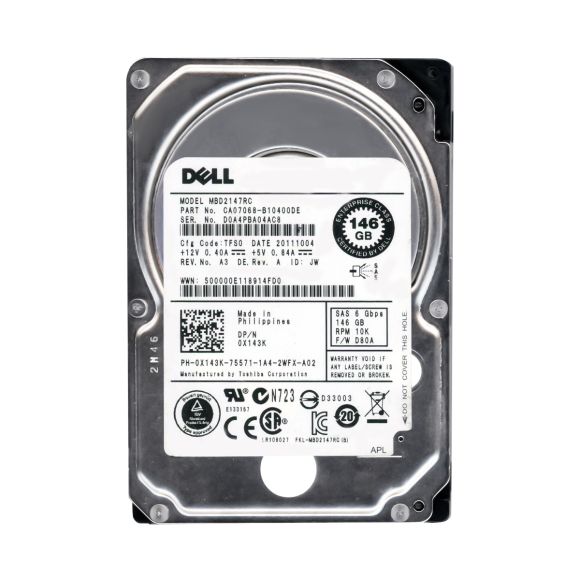 DELL 0X143K 146GB 10K SAS-6G 16MB MBD2147RC 2.5"