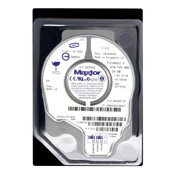 MAXTOR 294923-001 FIREBALL 3 IDE/ATA 20GB 5400RPM 2F020L071