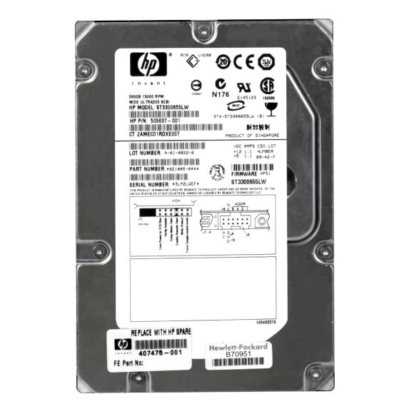 HP 505637-001 300GB SCSI 68-PIN 15.000 RPM 16MB 3.5 