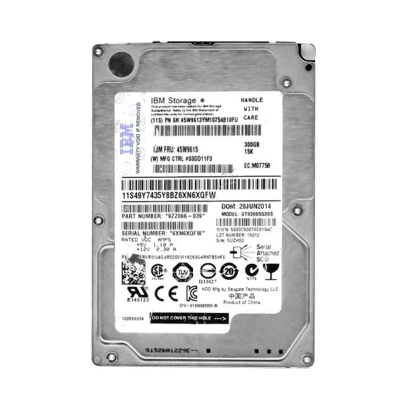 IBM 45W9615 45W9613 300GB SAS-2 15K 64MB 2.5'' ST9300553SS