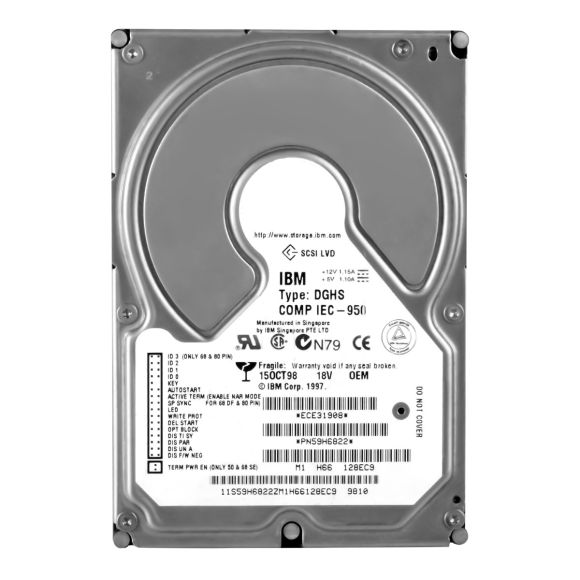 HDD IBM DGHS 59H6822 9 GB 7.2K SCSI 68-PIN 3.5''