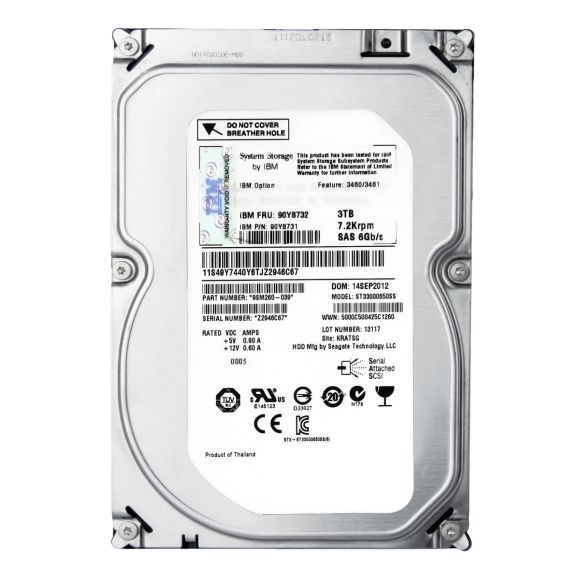 IBM 90Y8732 90Y8731 3TB 7.2K 64MB SAS-2 3.5'' ST33000650SS