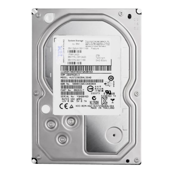 IBM 98Y2420 99Y1168 2TB 7.2K 64MB SAS-2 3.5'' HUS723020ALS640