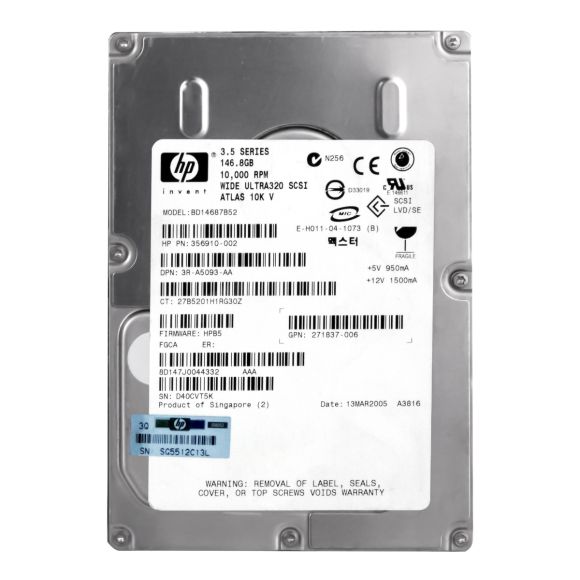 HP 356910-002 147GB 10K 8MB SCSI U320 3.5'' BD14687B52