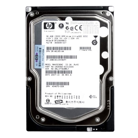 HP 365699-007 36GB 15K 8MB SCSI U320 3.5'' BF03689BC3