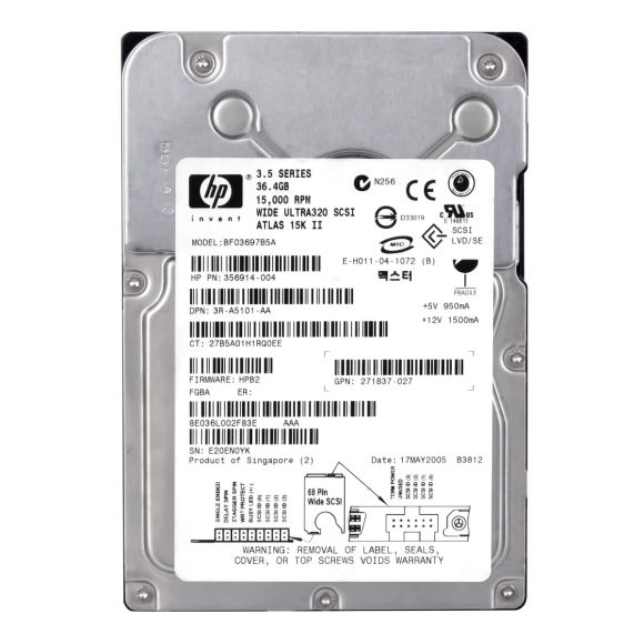 HP BF03697B5A HP 36GB U320 15K NHP 68-PIN 357012-B21