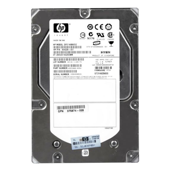 HP DF0146B8052 146GB 3.5'' 15K SAS 454228-001