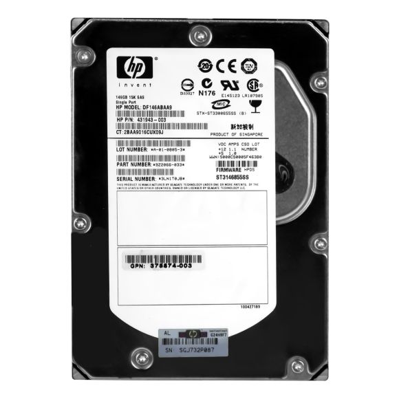 HP DF146ABAA9 146GB 3.5" LFF 3G SAS 15K 431943-003