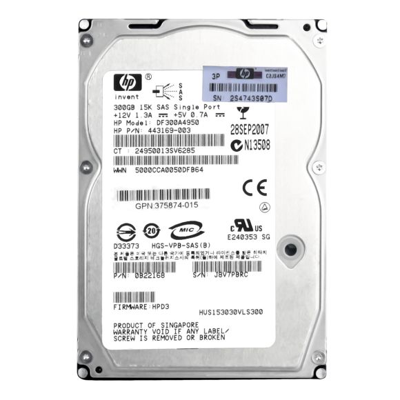 HP 300GB 443169-003 15K 16MB SAS-1 3.5'' DF300A4950