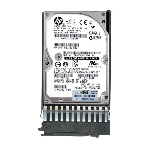 HP 518194-001 146GB 10K 64MB SAS-2 2.5'' DG0146FARVU