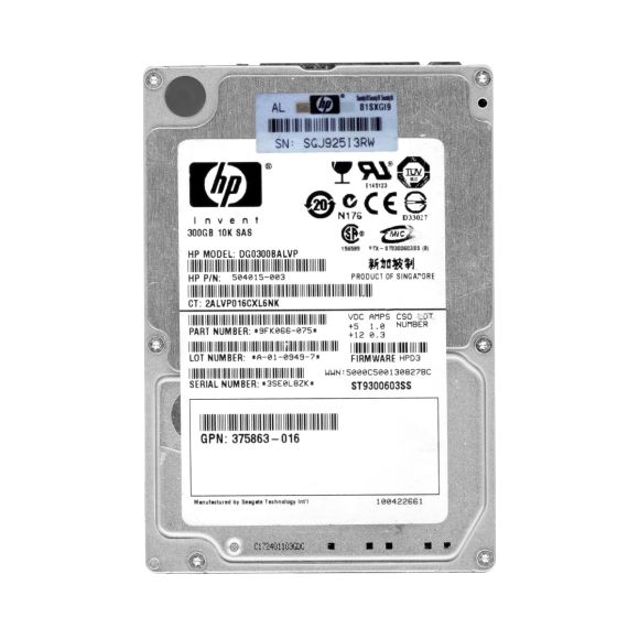 HP 504015-003 300GB 10K 16MB SAS-2 2.5'' DG0300BALVP