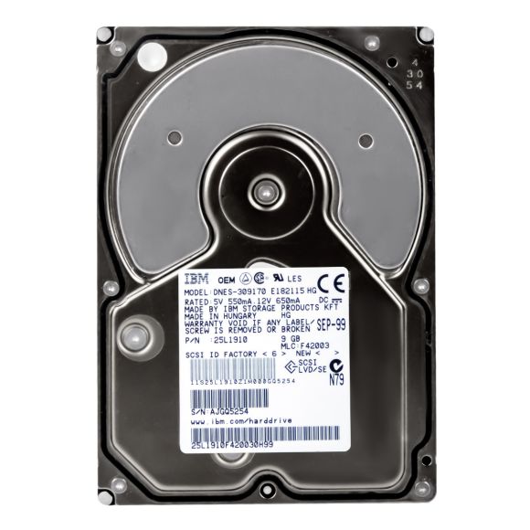 HDD IBM DNES-309170 P/N: 25L1910 9GB 7.2K RPM 68-PIN SCSI 3,5"