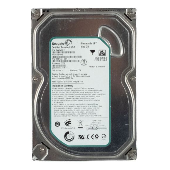 SEAGATE BARRACUDA LP 500GB SATA II 5.9K 16MB  3.5'' ST3500412AS