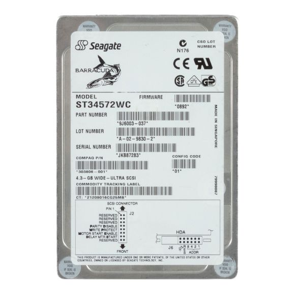 SEAGATE BarraCuda 4XL 4.55GB 7.2K SCSI U160 3.5'' ST34572WC