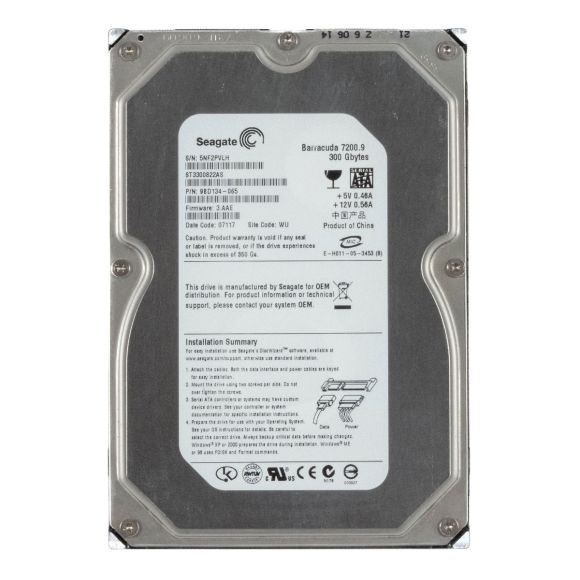 SEAGATE BARRACUDA 7200.9 300GB 7.2K 8MB SATA II 3.5'' ST3300822AS