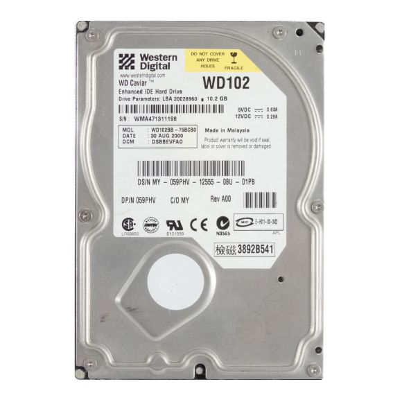 DELL 059PHV 10.2GB 7.2K 2MB ATA 3.5'' WD102BB-75BCB0