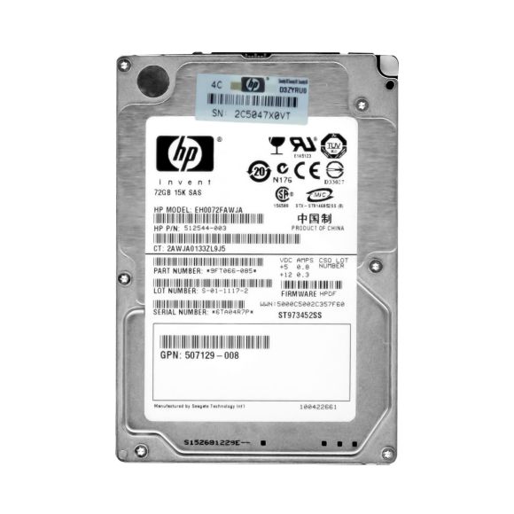 HP EH0072FAWJA 72GB 6G 15K 2.5" SAS 512743-001