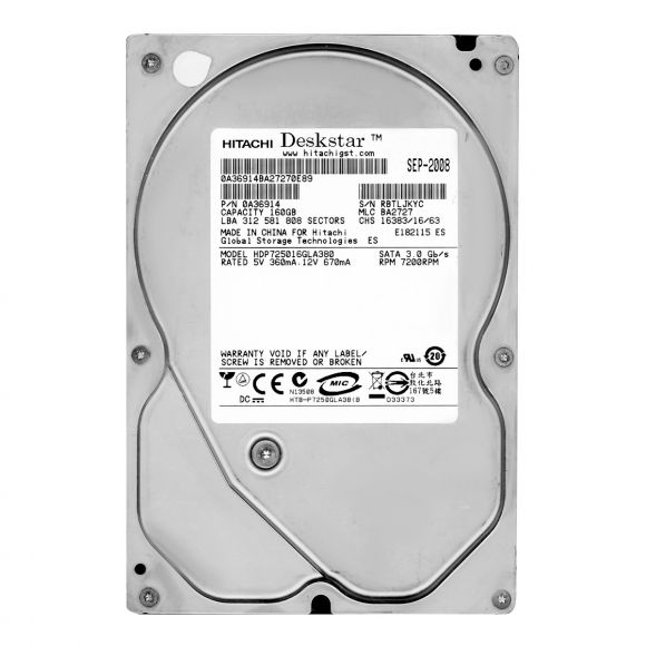 HITACHI DeskStar P7K500 160GB 7.2K 8MB SATA II 3.5'' HDP725016GLA380