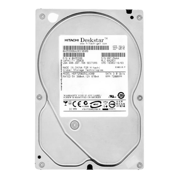 HITACHI DeskStar P7K500 250GB 7.2k 8MB SATA II 3.5'' HDP725025GLA380