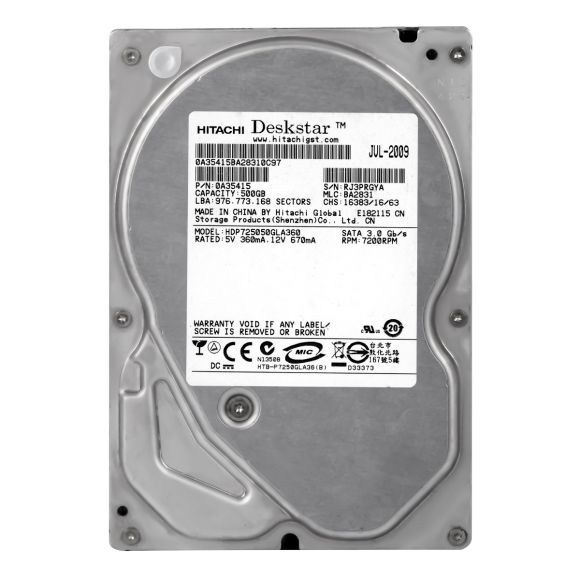 HITACHI DeskStar P7K500 500GB 7.2K 16MB SATA II 3.5'' HDP725050GLA360