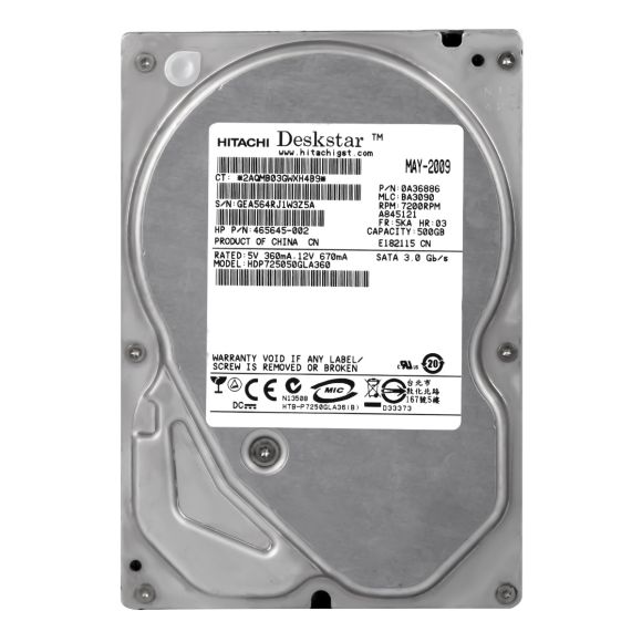 HP 465645-002 500GB 7.2K 16MB SATA II 3.5'' HDP725050GLA360