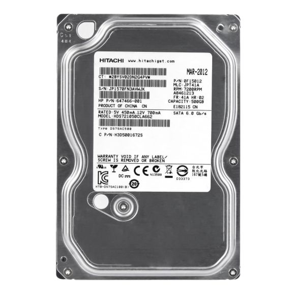 HP 647466-001 500GB SATA III 7.2K 16MB 3.5'' HDS721050CLA662